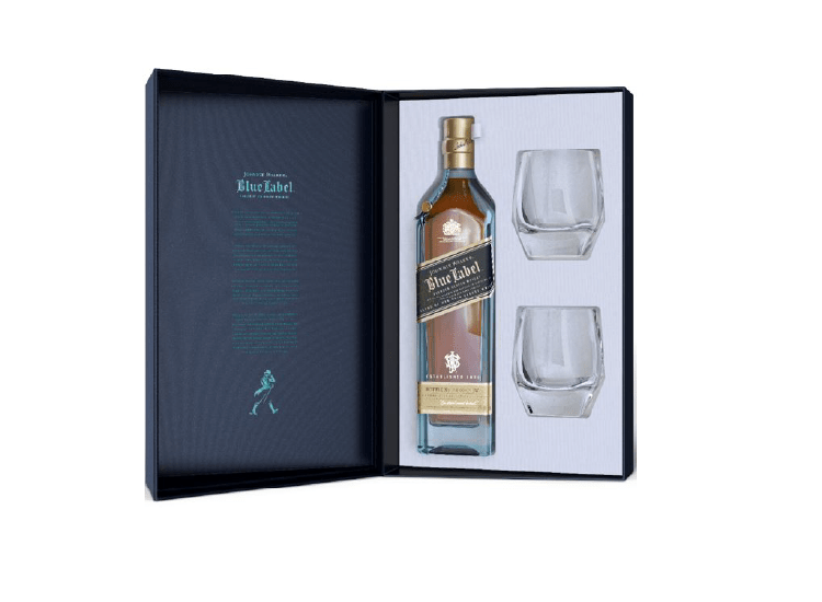 Gift case of Johnnie Walker Blue with 2 Shot Glasses